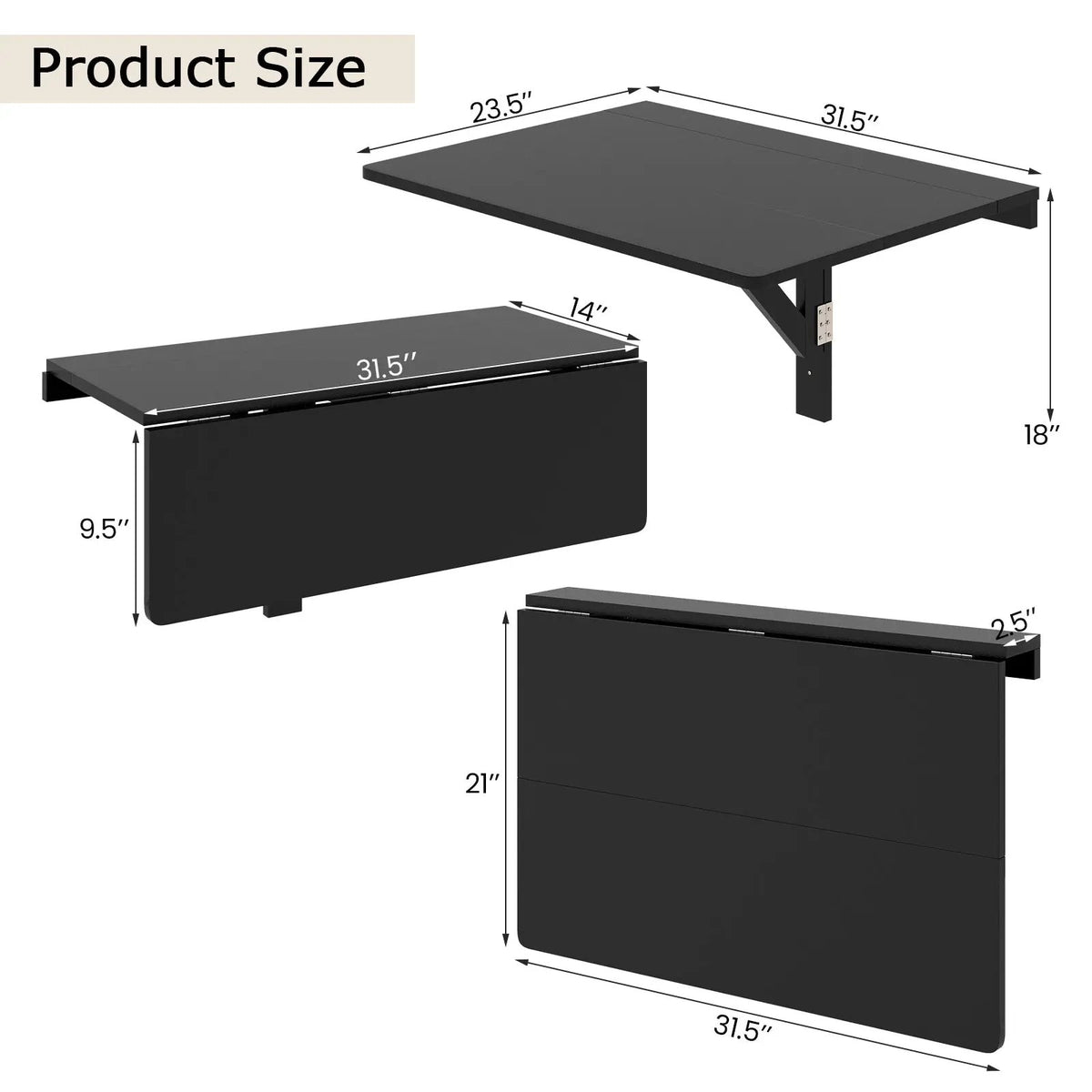 31.5 x 23.5 Inch Wall Mounted Folding Table for Small Spaces, photo 4 of 12