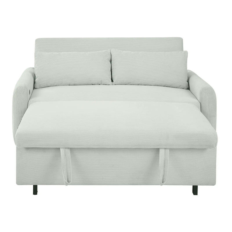 Pull-Out 2 Seat Modern Sleeper Sofa With 2 Throw Pillows And USB Ports by HouseOfZazla