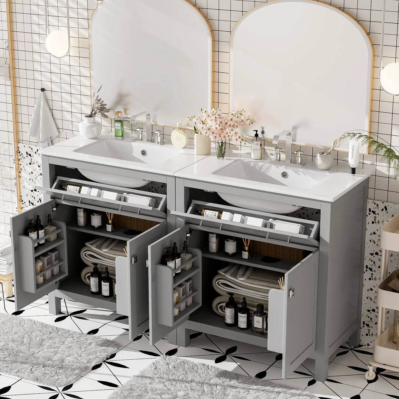 60" Modern Black Bathroom Vanity Set by HouseOfZazla