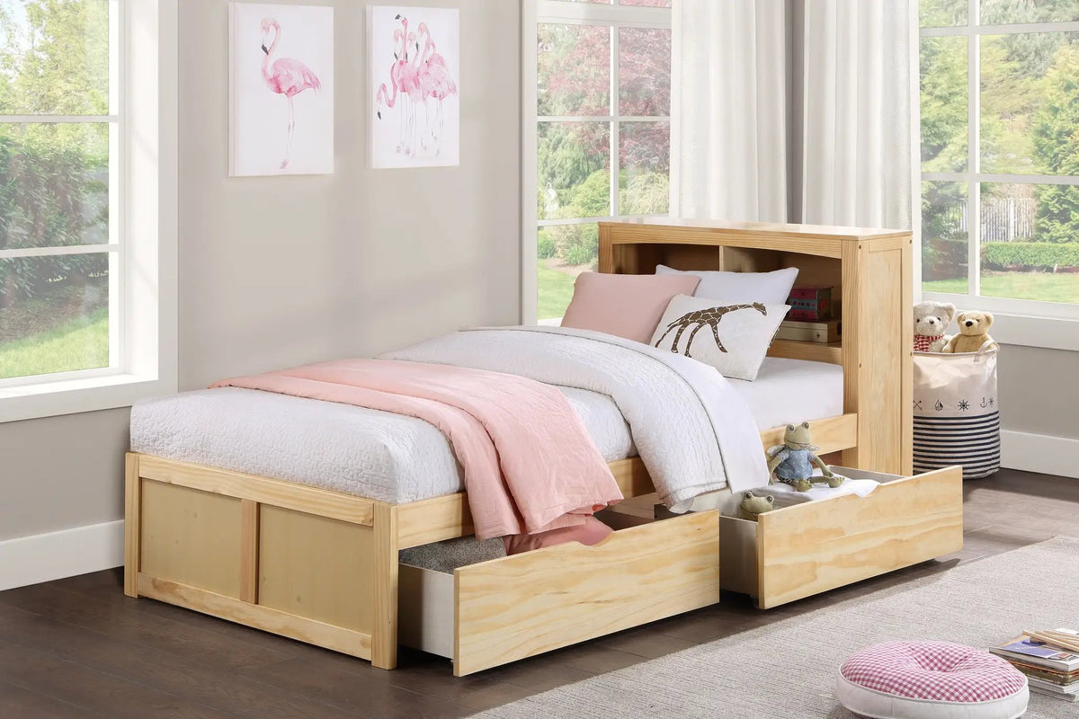 Natural Pine Finish 2pcs Storage Boxes with Caster Wheels by HouseOfZazla