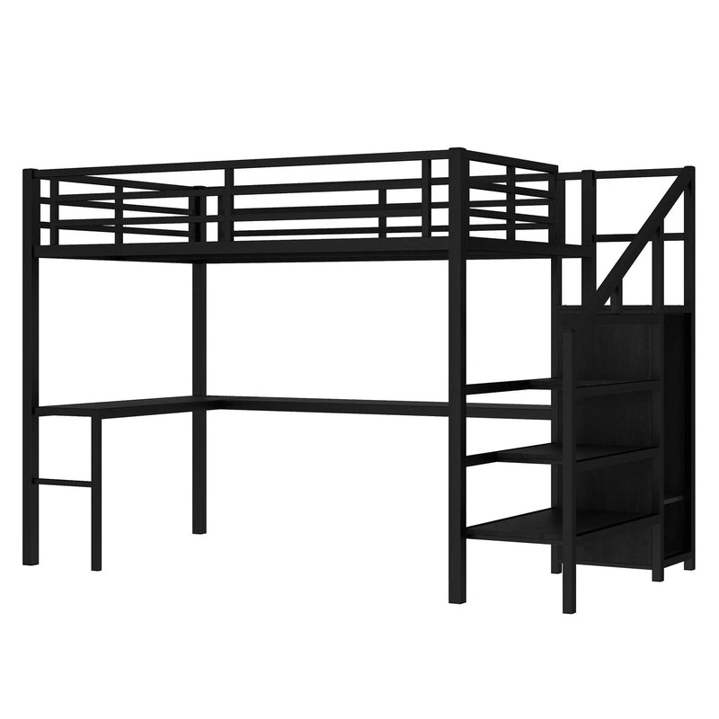 Full Size Loft Bed with L-Shaped Desk and USB by HouseOfZazla