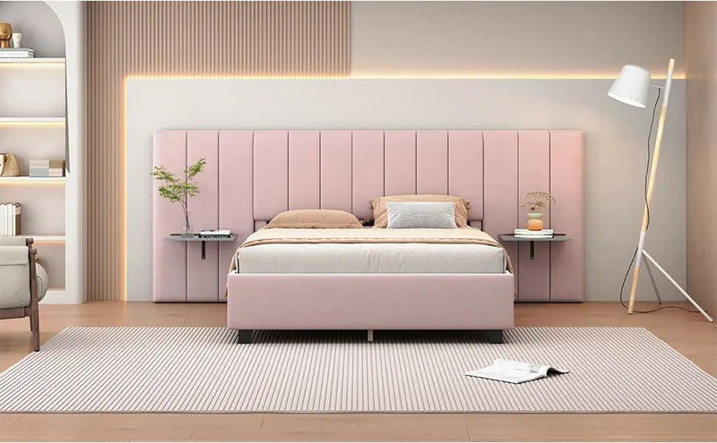 Upholstered Platform Bed With Big Headboard by HouseOfZazla