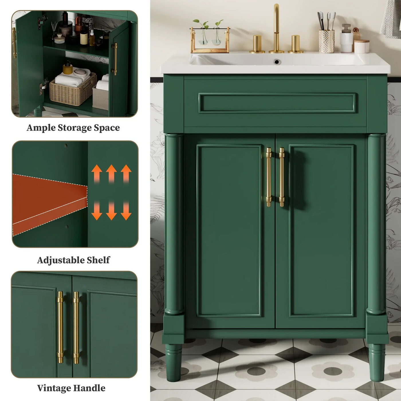 Bathroom Vanity With Integrated Sink, 2 Door Cabinet, Single Sink For Small To Medium Bathrooms by Unique Piece Furniture