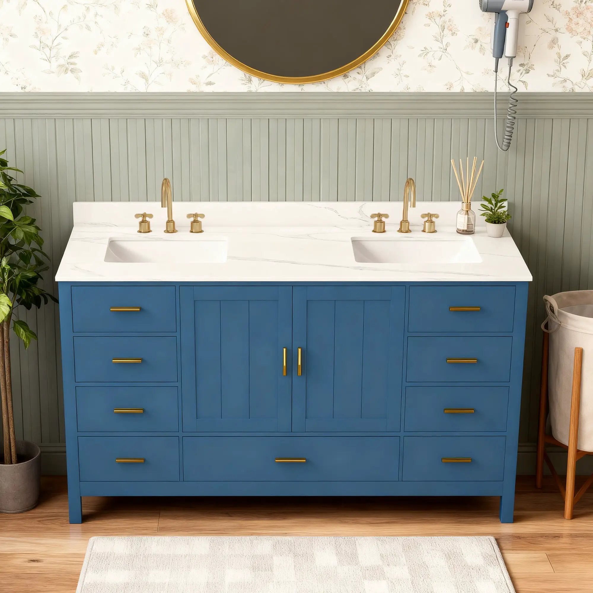 60" Solid Wood Bathroom Vanity with Double Sinks by HouseOfZazla