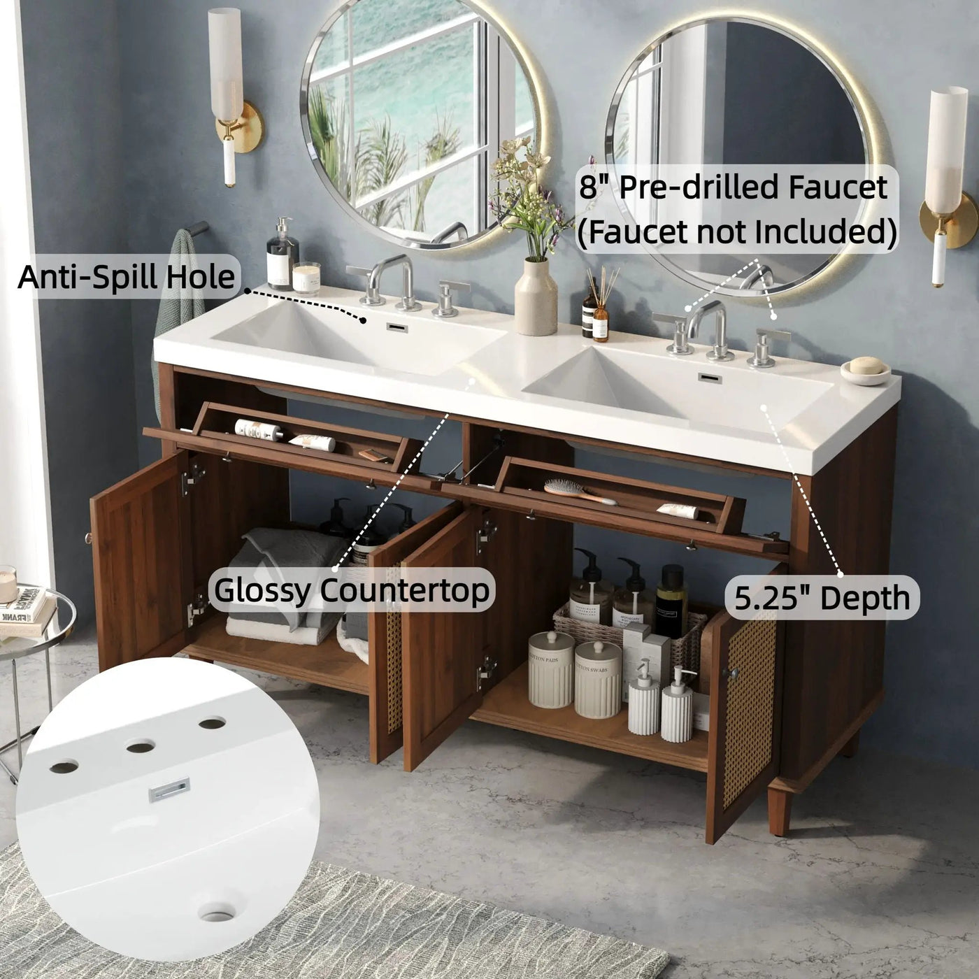 Bathroom Vanity With Double Sink, Large Storage Space by HouseOfZazla