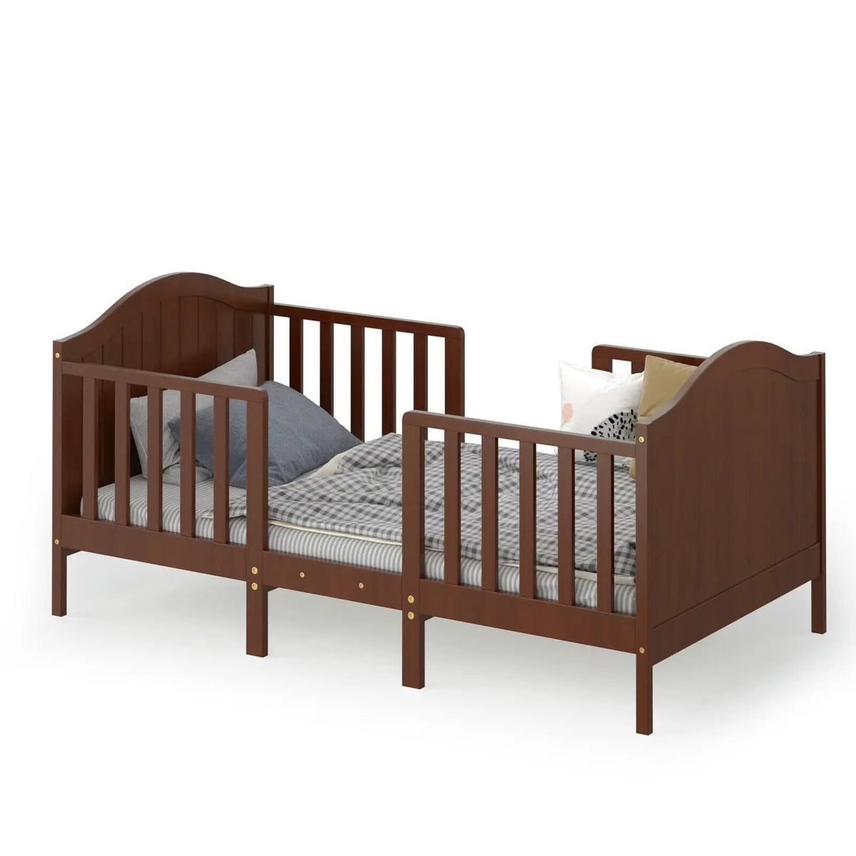2-in-1 Classic Convertible Wooden Toddler Bed with 2 Side Guardrails for Extra Safety, photo 3 of 9