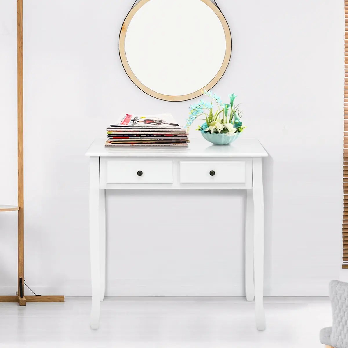 Writing Desk 2-Tier Vanity Desk Computer Desk with 4 Drawers, photo 19 of 24
