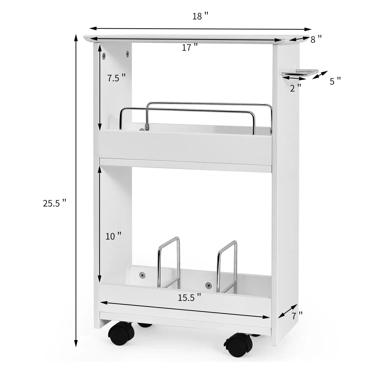 Slim Rolling 3-Tier Bathroom Mobile Shelving Cabinet wih Handle by DirectDeals