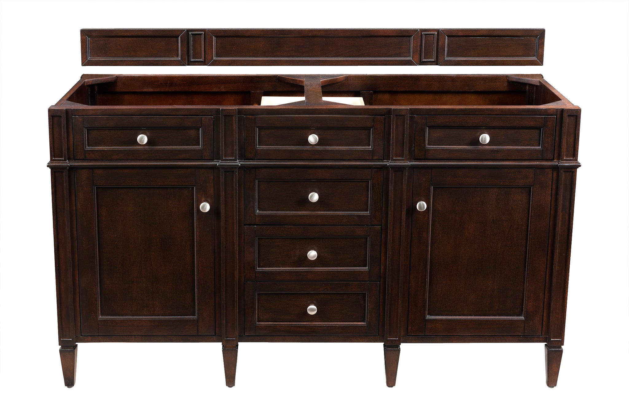 James Martin Brittany 60" Double Bathroom Vanity, Burnished Mahogany, cabinet without a countertop