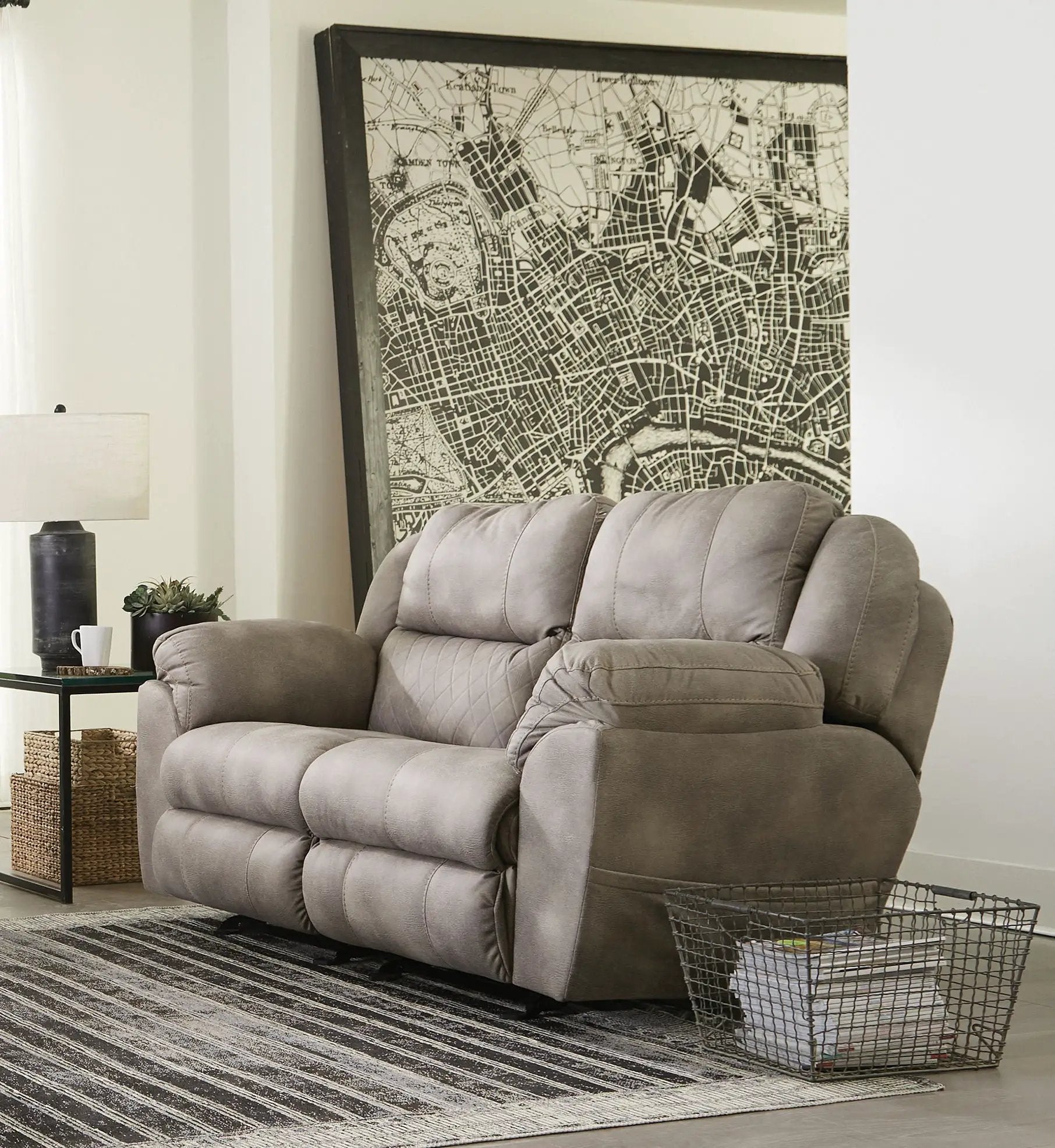Flynn - Power Lay Flat Rocking Loveseat With Power Adjustable Headrest & Lumbar And Dual Heat & Massage - Fig by Unique Piece Furniture