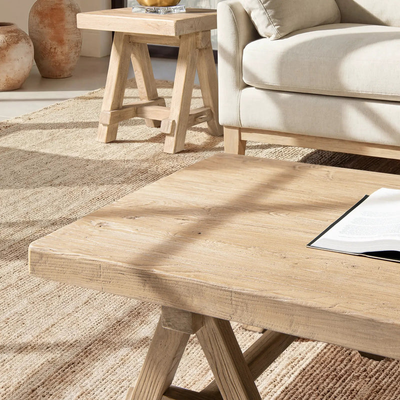 Hawthorne 48' Solid Reclaimed Elm Rectangular Trestle Coffee Table by HouseOfZazla
