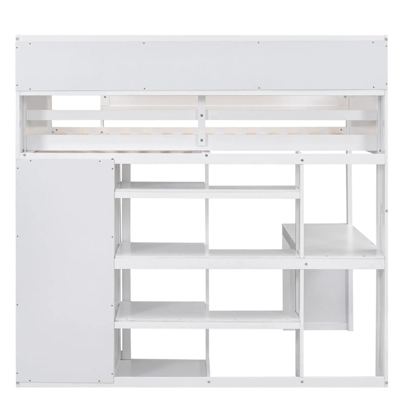 Loft Bed With Built In Desk, Storage Shelves, And Wardrobe by HouseOfZazla