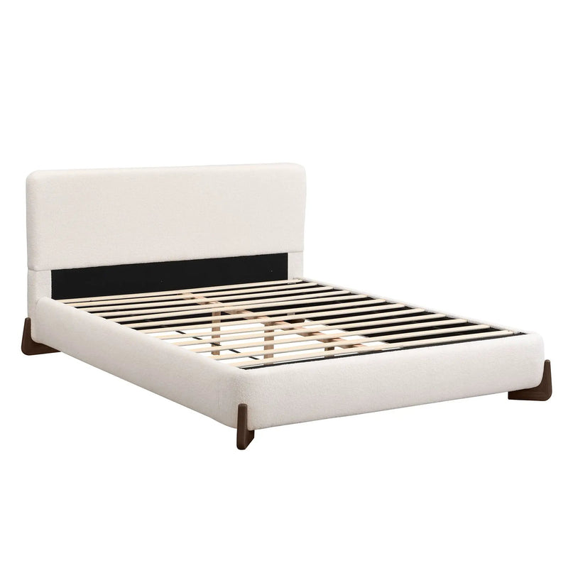 Queen Size Elegant Terry Upholstered Bed - White by HouseOfZazla