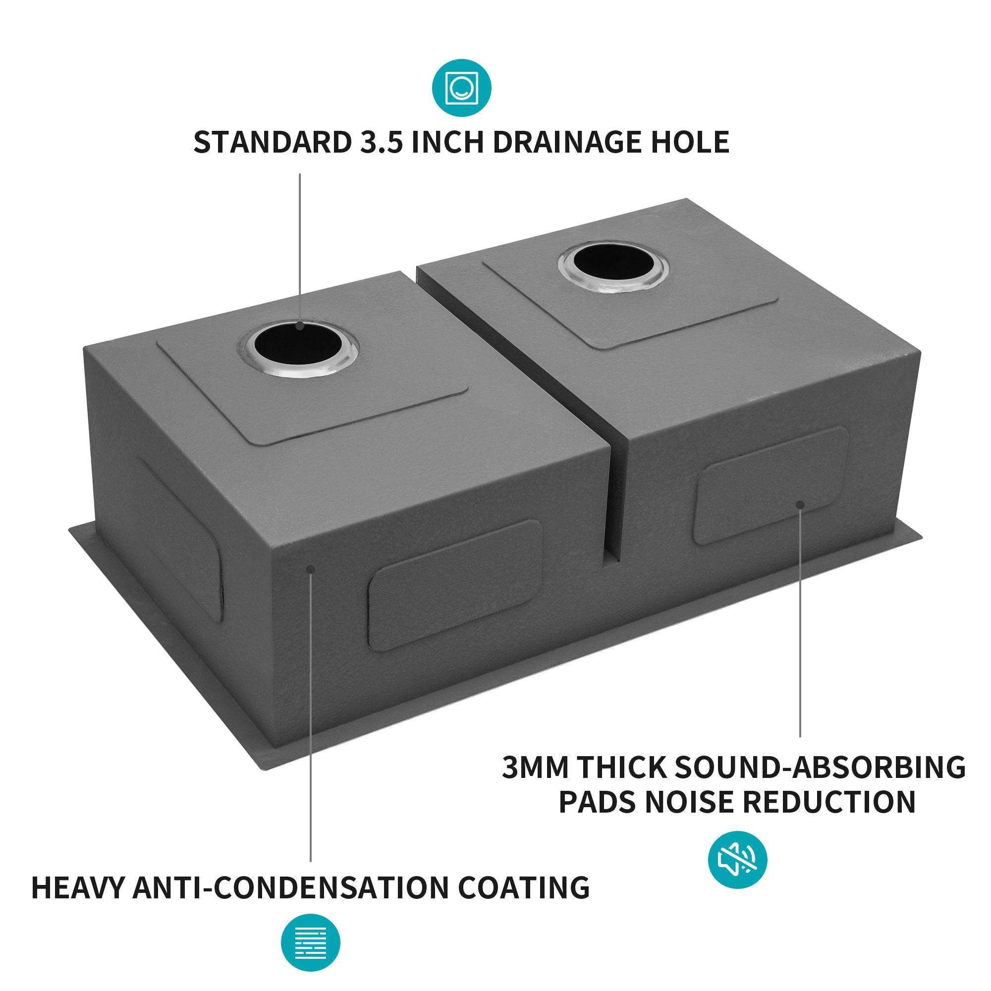 Modern Double Bowl Undermount Sink Design With 10" Deep Basins by HouseOfZazla