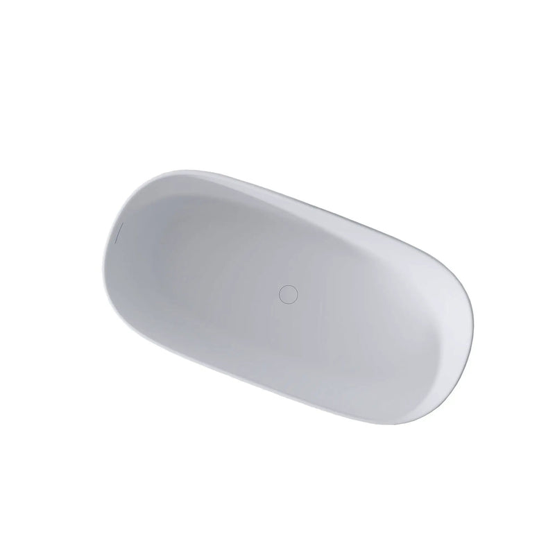 Freestanding Bathtub Resin Stone Soaking Bathtub Solid Surface Modern Tubs With Overflow And Pop-Up Drain - Matte White by HouseOfZazla