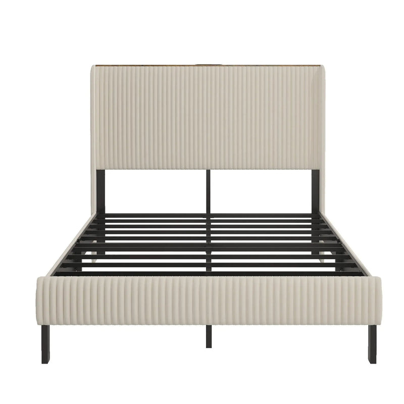 Platform Bed With Metal Frame And Charging Station by HouseOfZazla