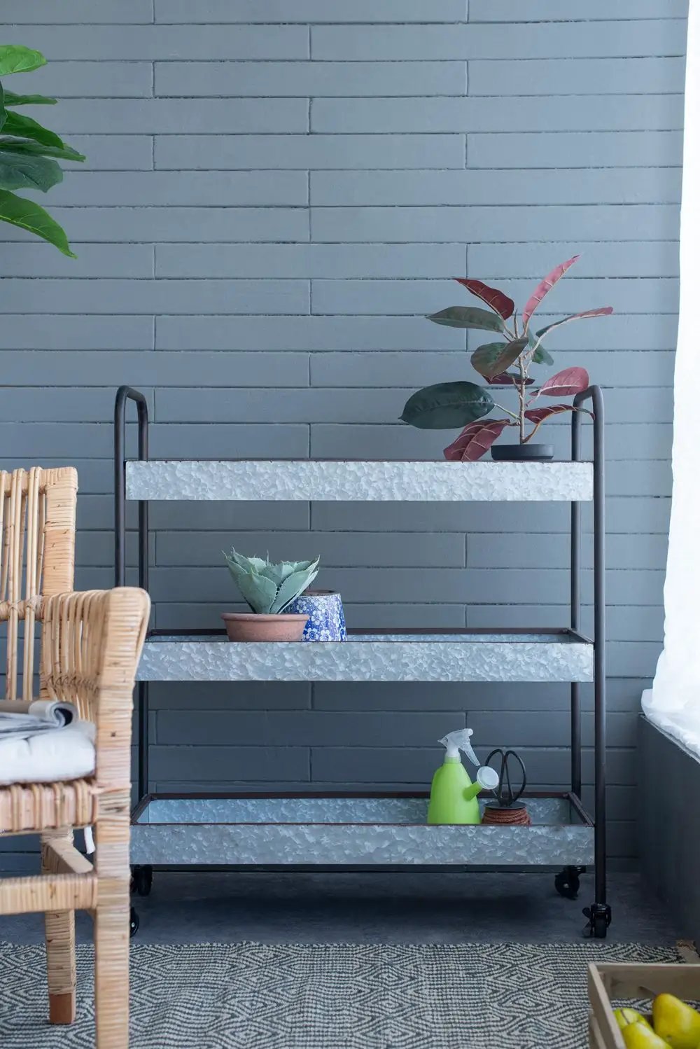 Homestead Galvanized Shelf Display 3 Tier - Metallic Gray by Unique Piece Furniture