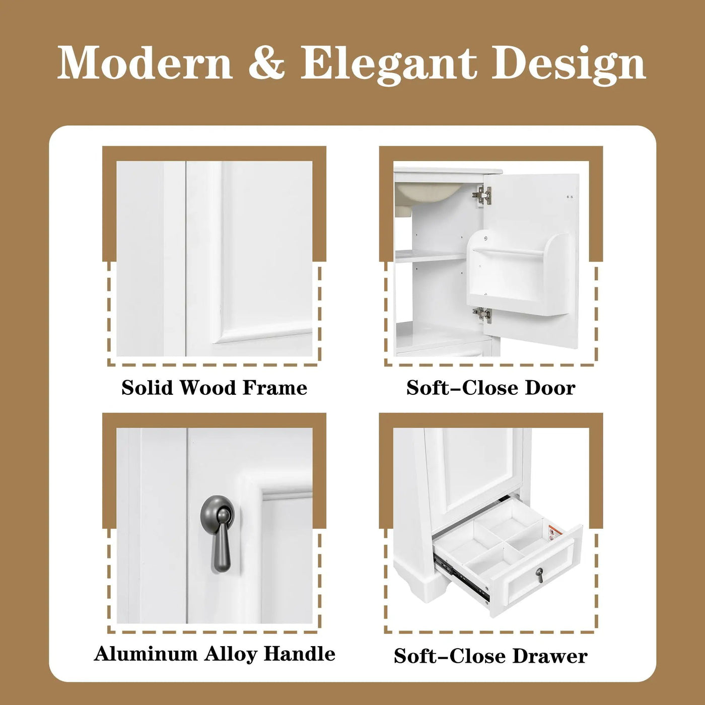 Bathroom Vanity With Sink, Soft Close Door, Adjustable U-Shaped Shelf by HouseOfZazla