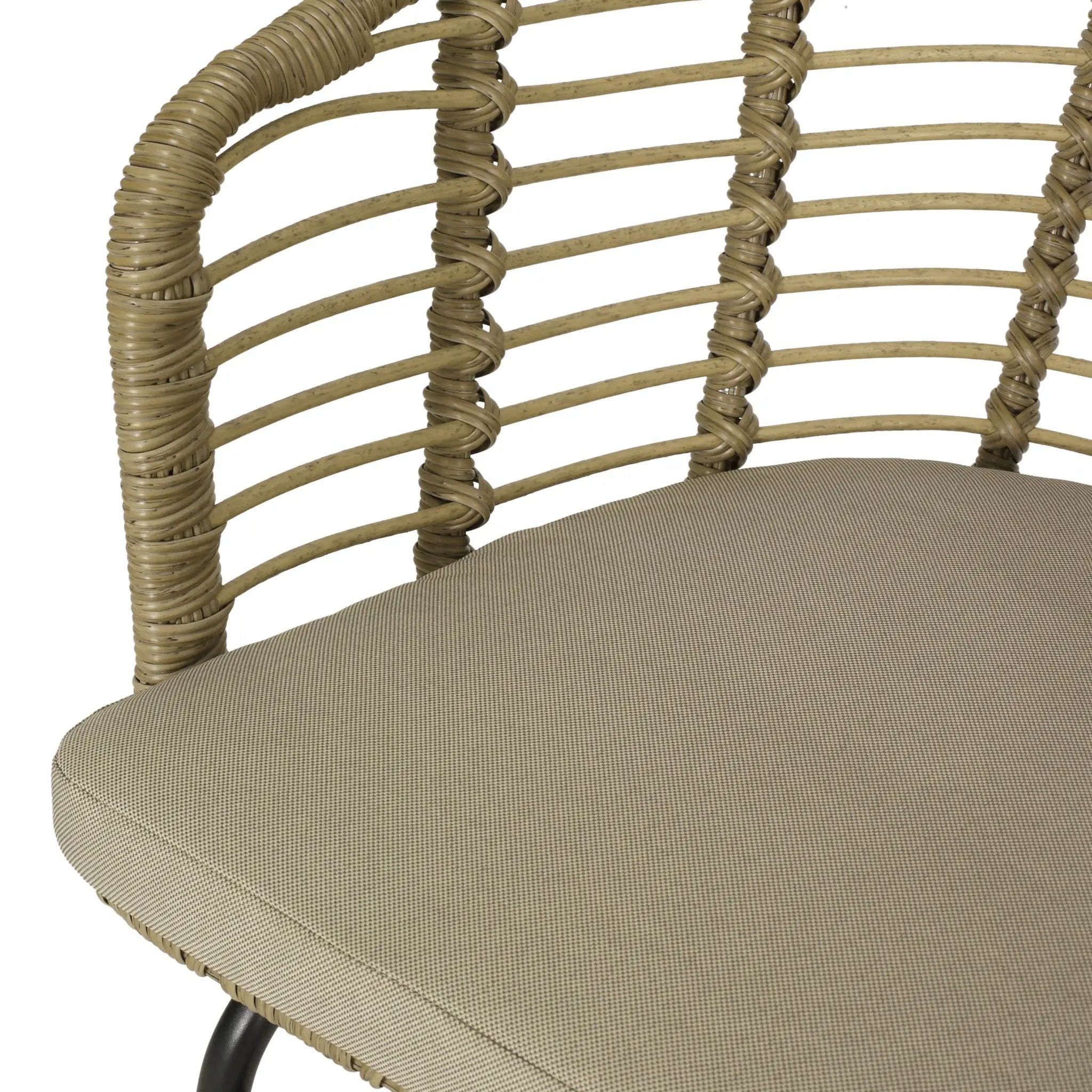 Randy Modern Wicker Chair with Water Resistant Cushions - Brown / Beige by HouseOfZazla