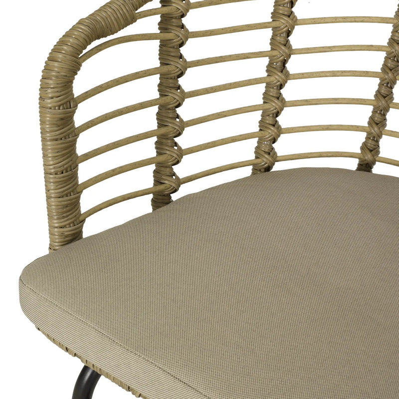 Randy Modern Wicker Chair with Water Resistant Cushions - Brown / Beige by HouseOfZazla