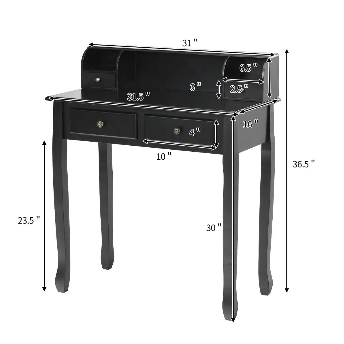 Writing Desk 2-Tier Vanity Desk Computer Desk with 4 Drawers, photo 11 of 24