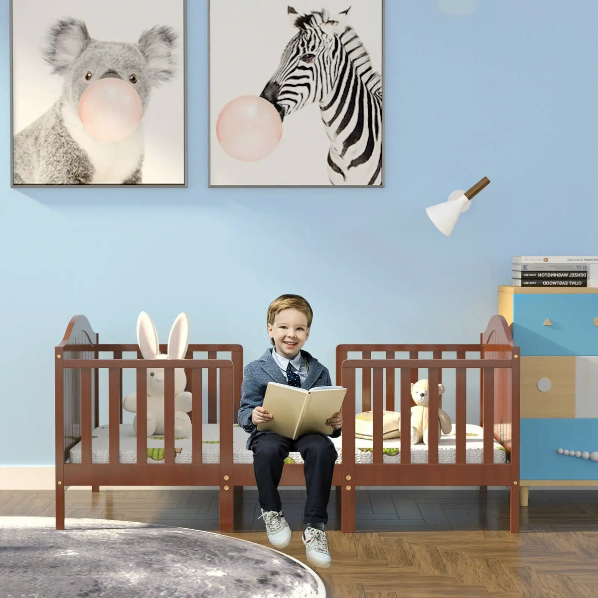 2-in-1 Classic Convertible Wooden Toddler Bed with 2 Side Guardrails for Extra Safety, photo 6 of 9