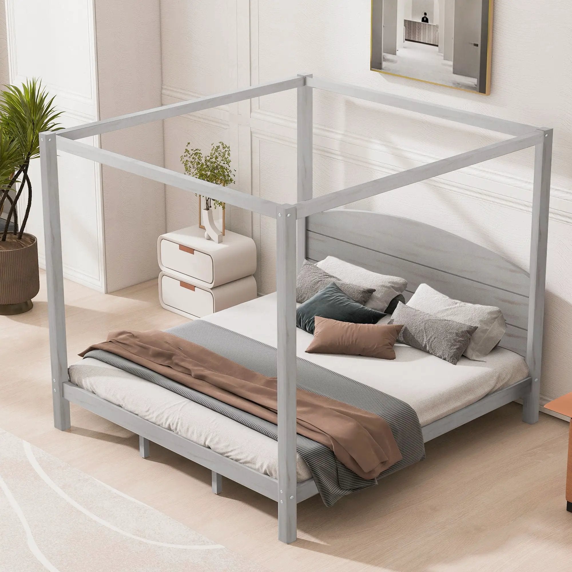 anopy Platform Bed With Headboard And Support Legs by HouseOfZazla