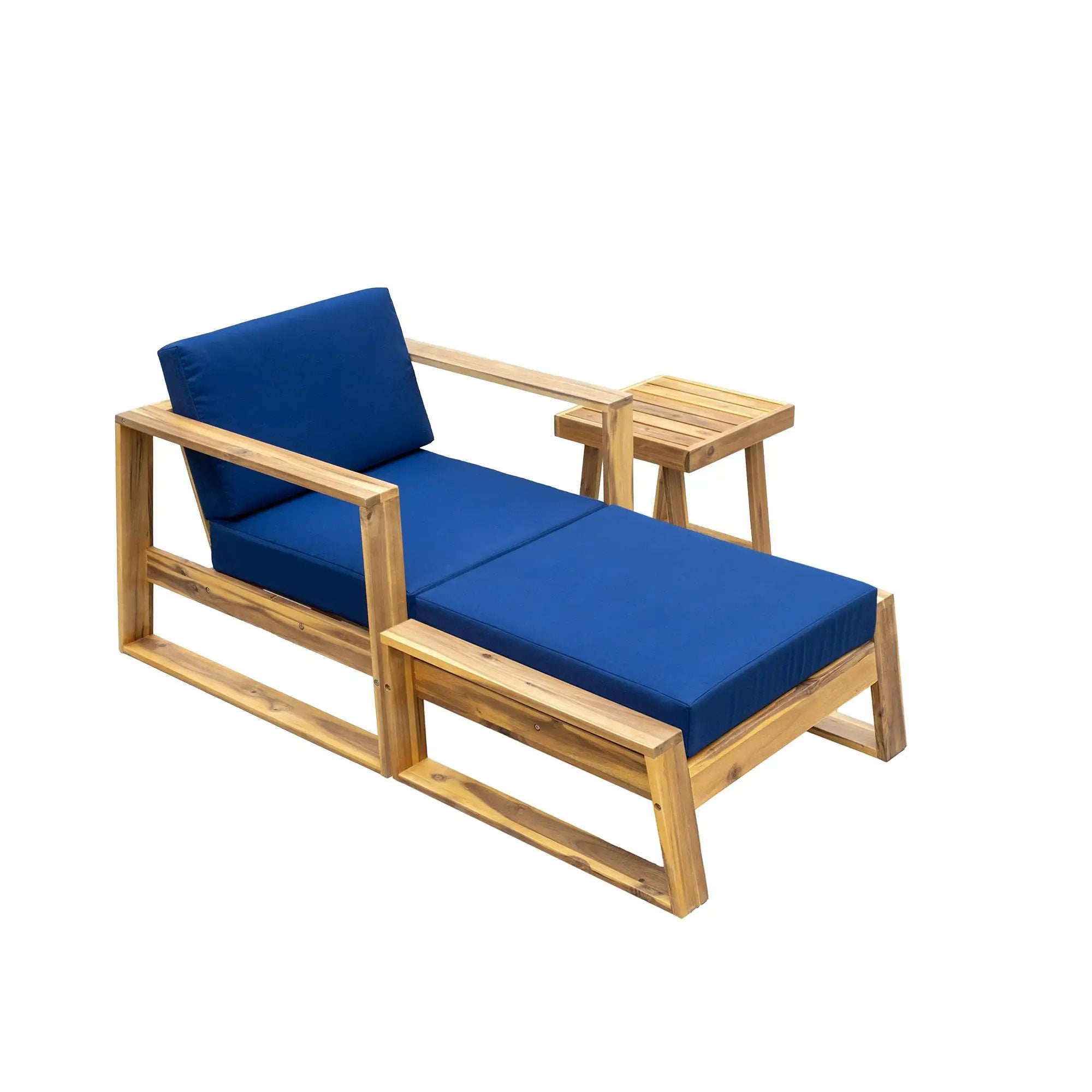 U_STYLE Acacia Wood Outdoor Lounge Set - Chair and Ottoman by HouseOfZazla