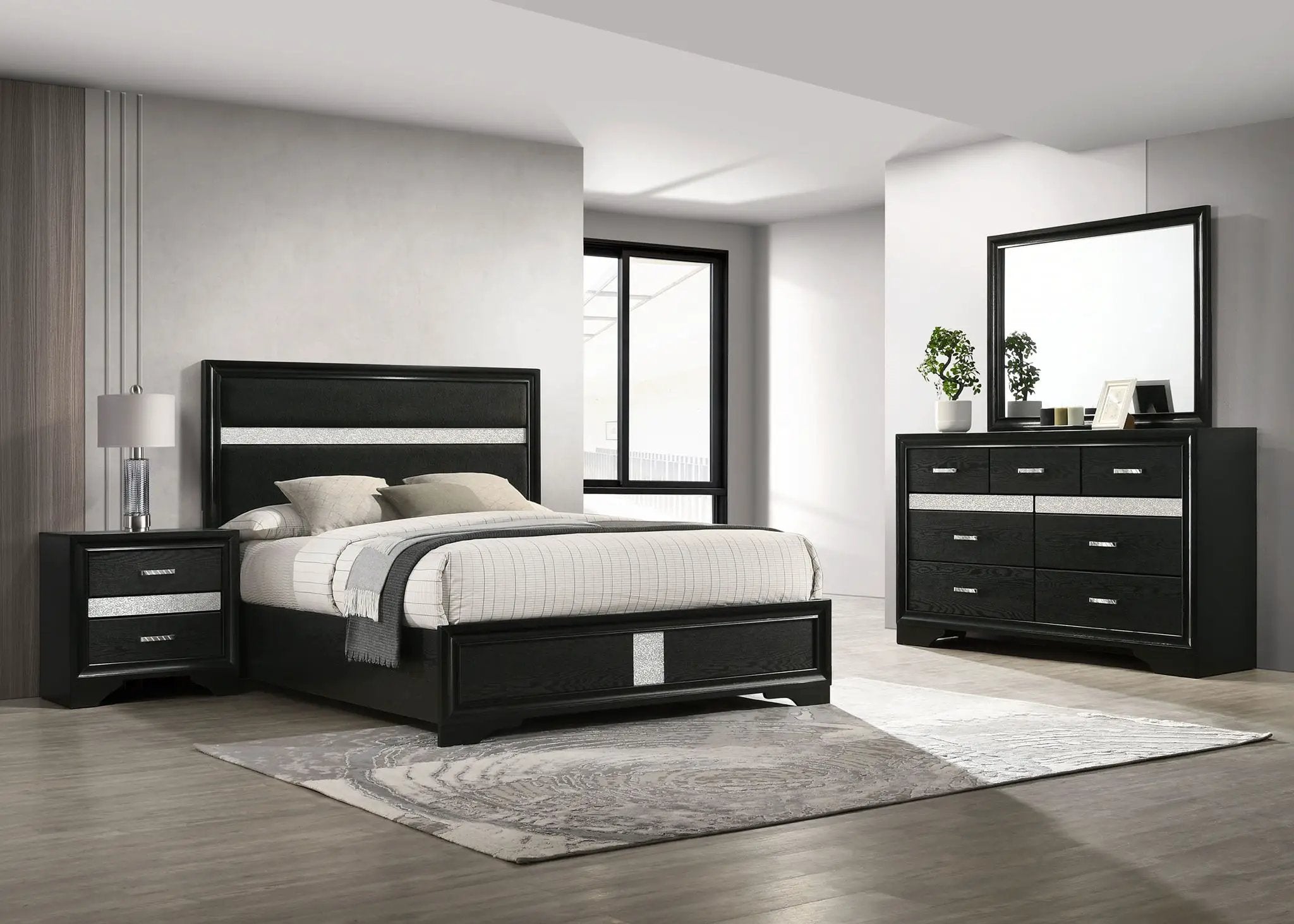 Miranda 4-piece Eastern King Bedroom Set Black by Unique Piece Furniture