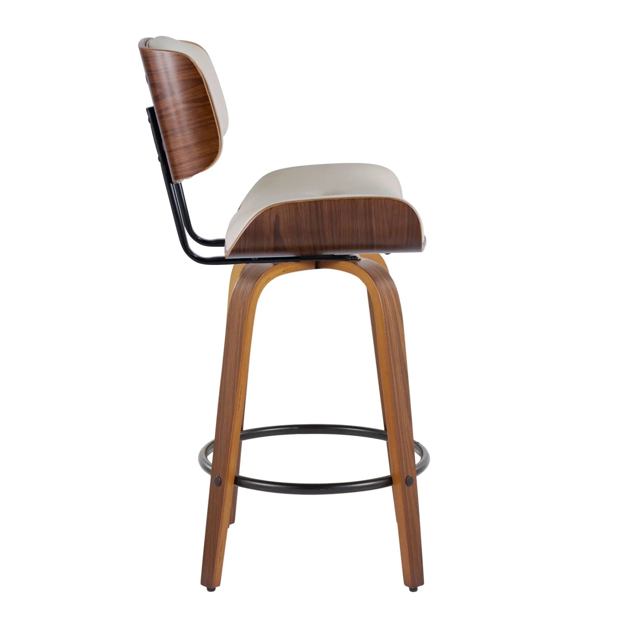 Lombardi - Mid-Century Modern Fixed Height Counter Stool With Swivel With Round Footrest (Set of 2) by Unique Piece Furniture