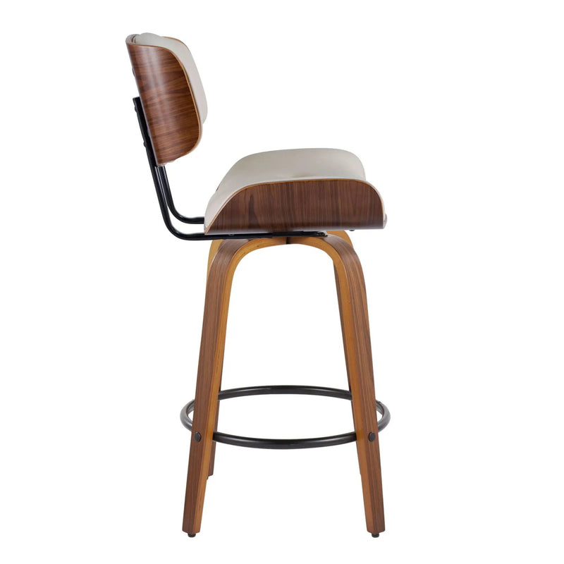 Lombardi - Mid-Century Modern Fixed Height Counter Stool With Swivel With Round Footrest (Set of 2) by Unique Piece Furniture