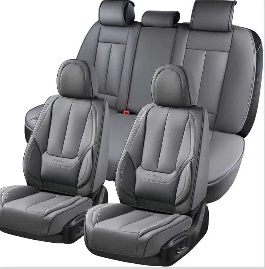 Open Box Coverado Car Seat Covers Full Set, Seat Covers for Cars, Gray Car Seat Cover, Car Seat Protector Waterproof, Nappa Leather Car Seat Cushion, by Selzalot