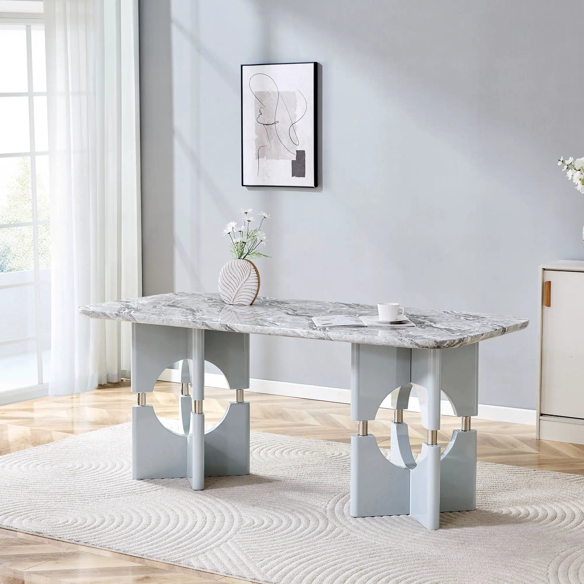 Modern Dining Table With Sleek Hollow-Out Frame And Accents by Unique Piece Furniture