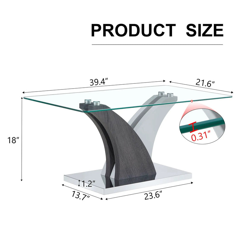 Artistic Rectangular Coffee Table With Tempered Glass Countertop by HouseOfZazla