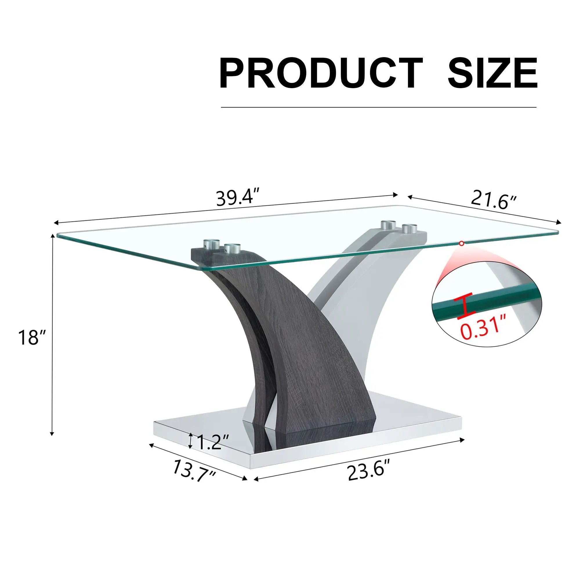 Artistic Rectangular Coffee Table With Tempered Glass Countertop by Unique Piece Furniture