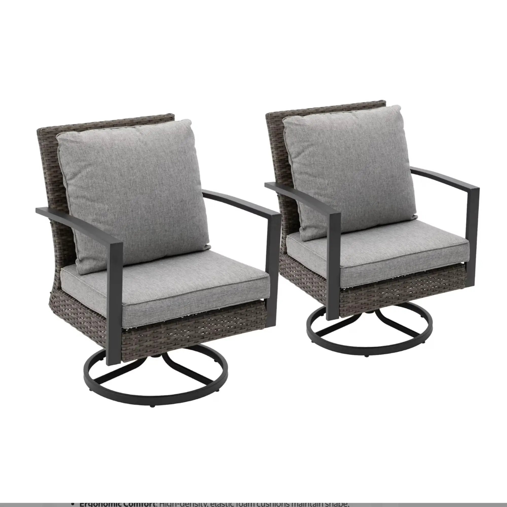 Swivel Rocker Patio Chairs With Cushions, All Weather (Set of 2) - Gray by HouseOfZazla