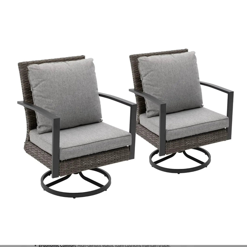 Swivel Rocker Patio Chairs With Cushions, All Weather (Set of 2) - Gray by HouseOfZazla