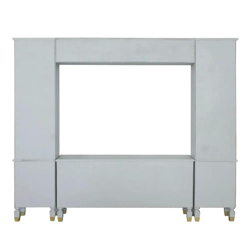 House Marchese - Entertainment Center - Gold Trim & Pearl Gray by Unique Piece Furniture