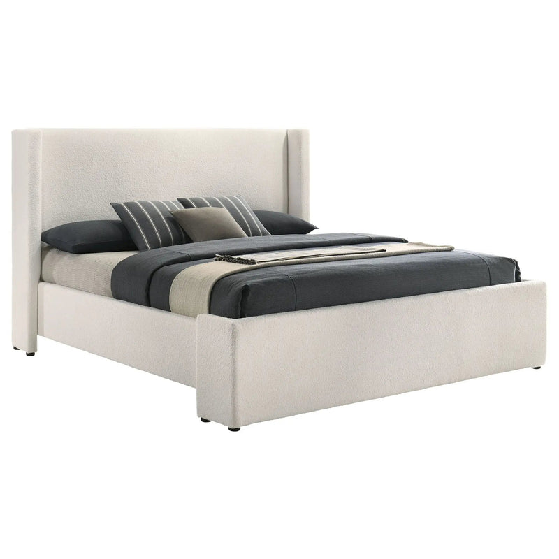 Alamosa Boucle Upholstered Eastern King Platform Bed White by Unique Piece Furniture