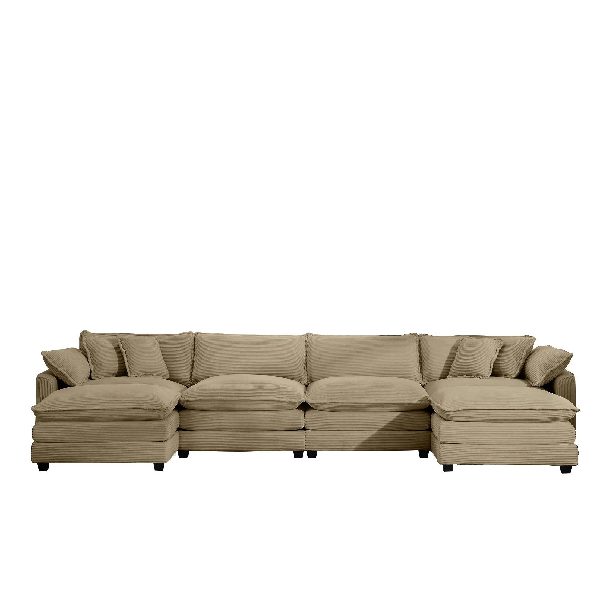 Modern Oversized Modular Cushion Sofa With Ottoman, Low Back, Deep Seating Sofa Set by Unique Piece Furniture