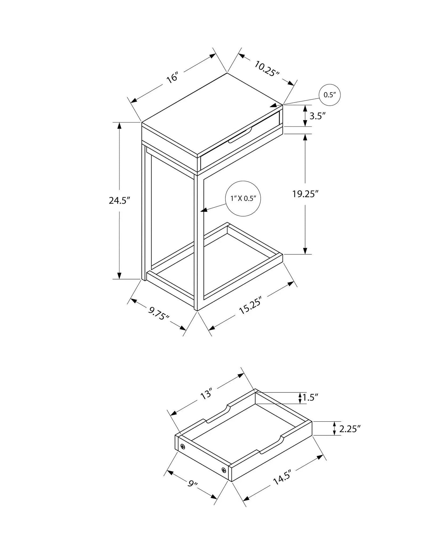 Accent Table, C - Shaped Contemporary & Modern Elegant Design by Unique Piece Furniture