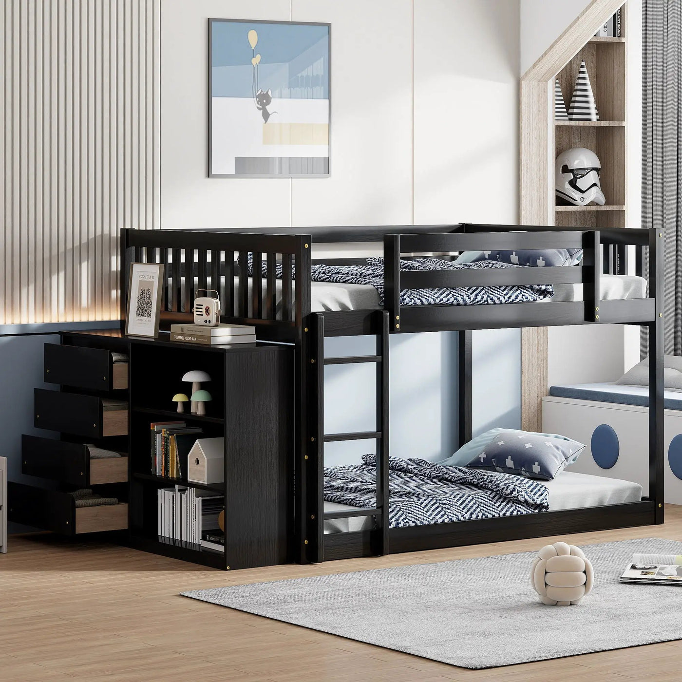 Bunk Bed With 4 Drawers and 3 Shelves by HouseOfZazla
