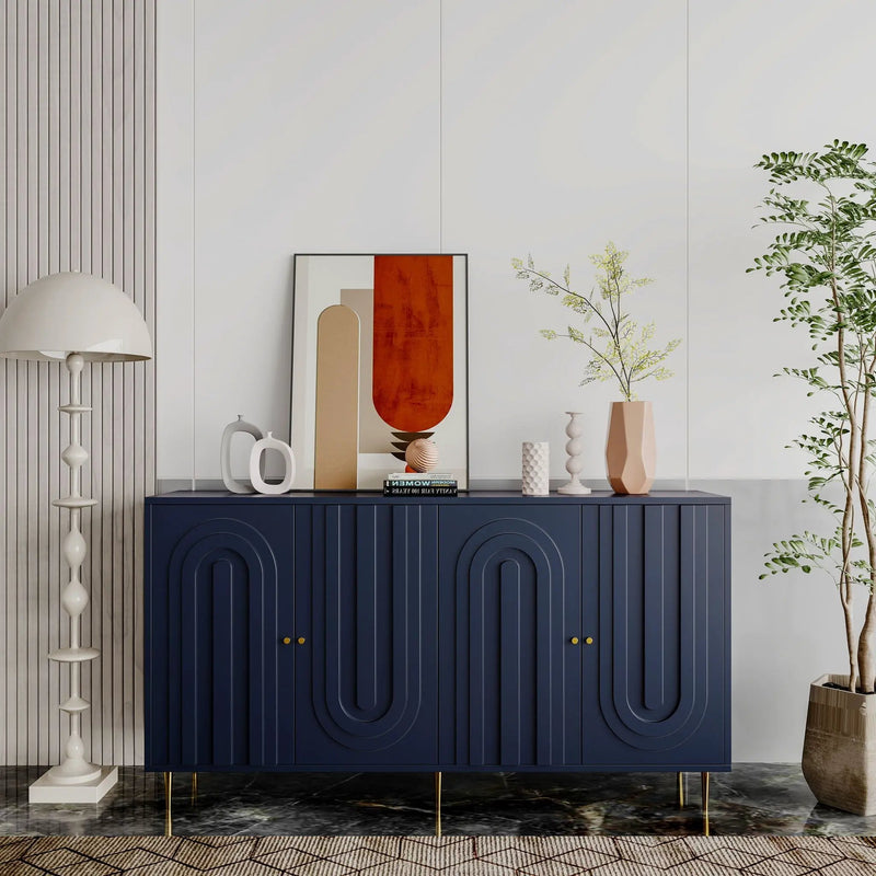 Modern Lacquered 4 Door Cabinet Sideboard Buffet Server Cabinet Storage Cabinet, For Living Room, Entryway, Hallway, Office, Kitchen And Dining Room by HouseOfZazla