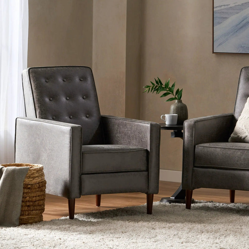 Macedonia - Button Tufted Fabric Recliner - Slate by Unique Piece Furniture