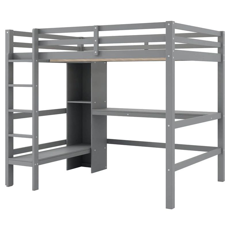 Loft Bed With Built In Desk And Multifunction Shelves by Unique Piece Furniture