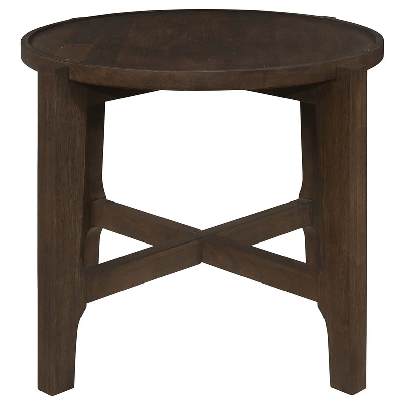 Cota Round Solid Wood End Table Dark Brown by Unique Piece Furniture