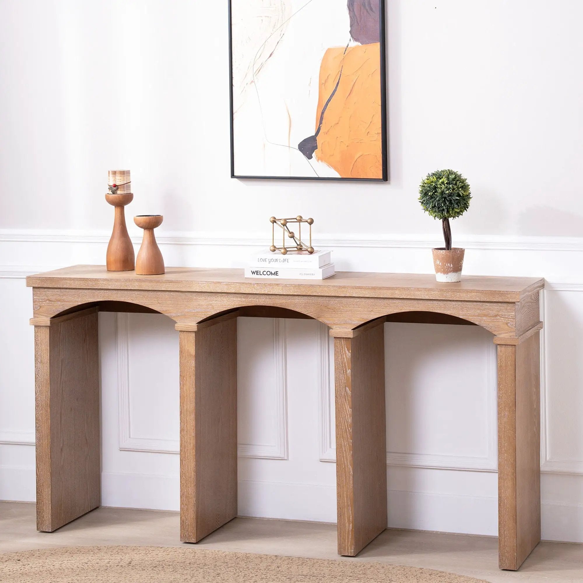 Archway Console Table - Antique Natural / Light Natural / Natural by Unique Piece Furniture