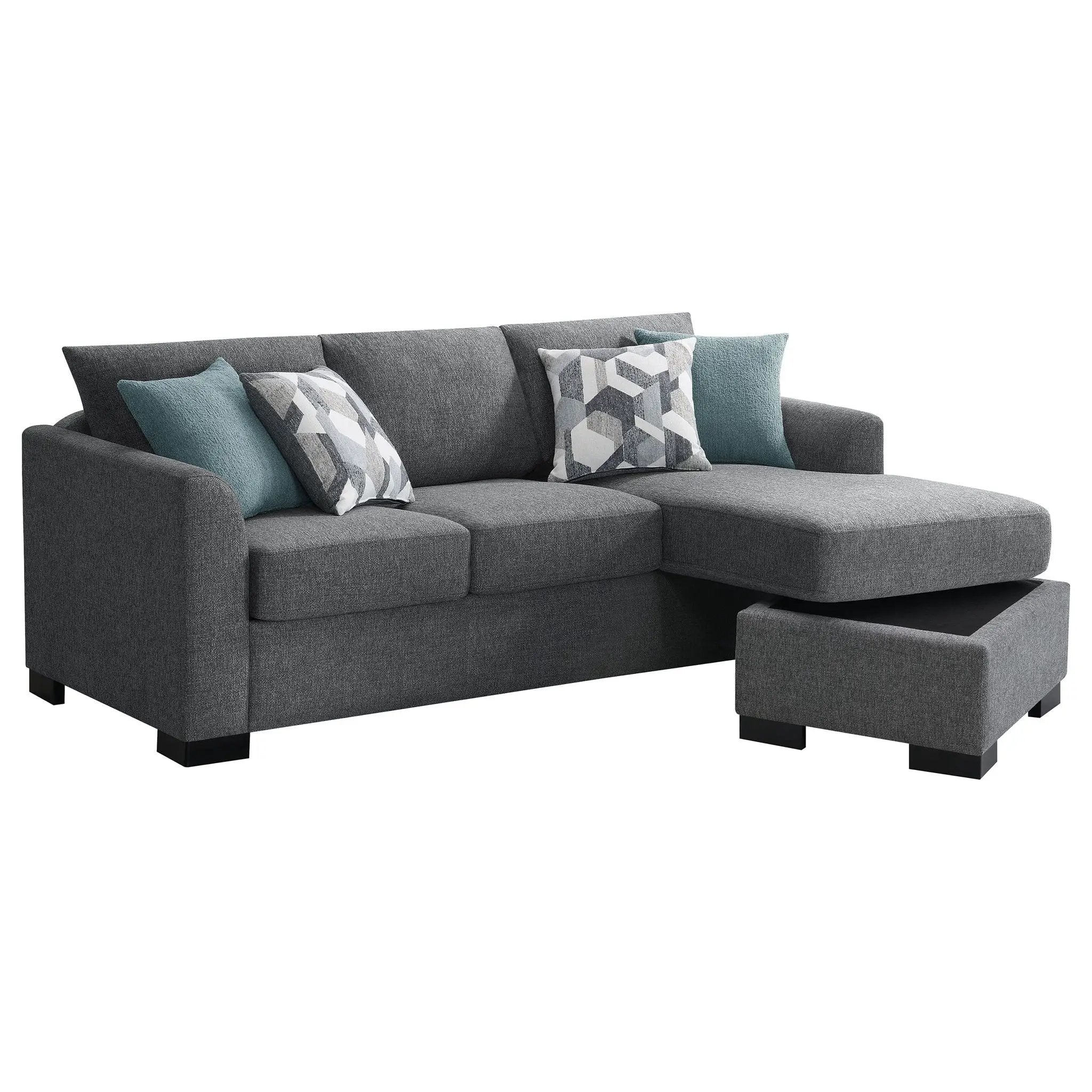 Storey Upholstered Sleeper Sectional Chaise Sofa Grey by Unique Piece Furniture