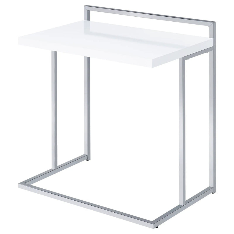 Dani Rectangular C-Shaped Sofa Side Table White High Gloss by Unique Piece Furniture