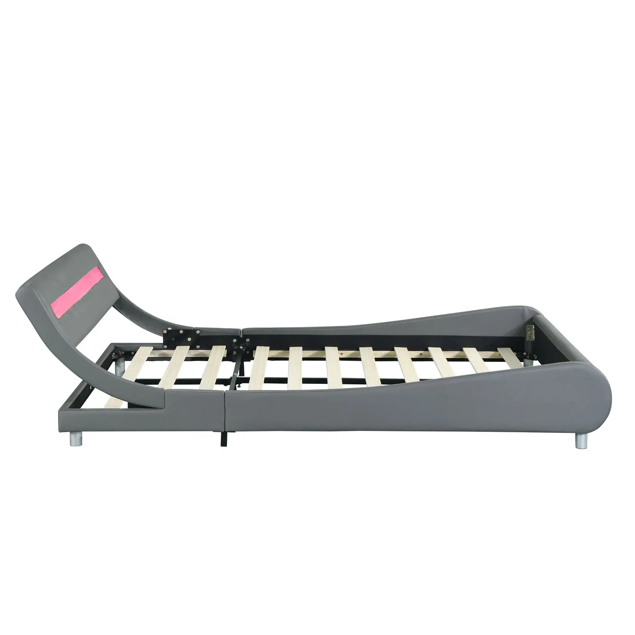 Queen Size Upholstered Platform Bed Frame with LED Lighting by HouseOfZazla